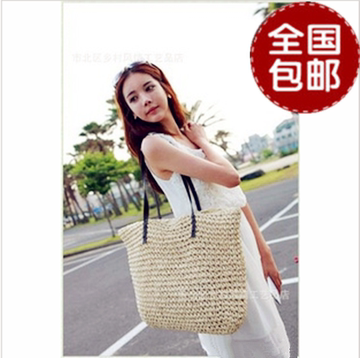 全国包邮2015新款韩国女包草编包沙滩包藤条包草包包袋