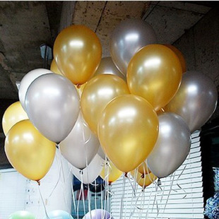 珠光气球 结婚用品婚庆用品 庆典派对装饰 珠光圆球加厚12寸金+银