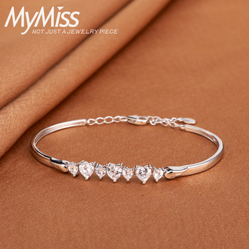 Mymiss 925银镀铂金手链新款韩 版流行气质时尚女银手链 女生礼物