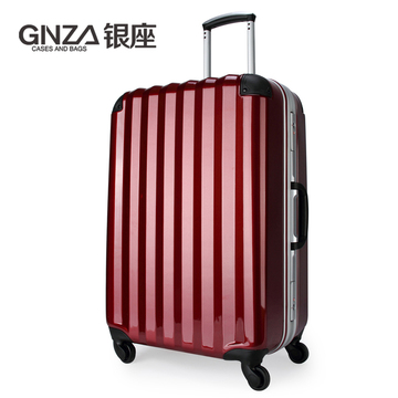 银座日本亮面红色高档铝框箱拉杆箱正品旅行箱ABS/PC24寸26寸