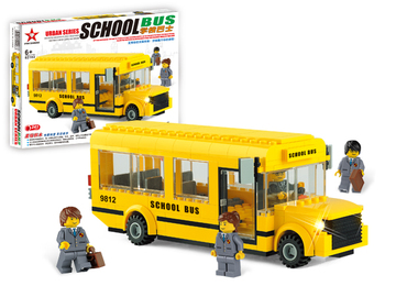 星钻积木城市系列学校巴士学生校车模型拼装拼插塑料玩具82103