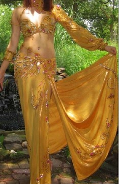 埃及印度舞服装 高档 订做 肚皮舞演出服 新款套装 金色套装