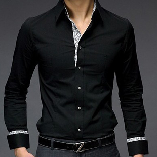 2015春季新款衬衫 男 长袖衬衫 韩版修身长袖衬衫/衬衣 黑色白色