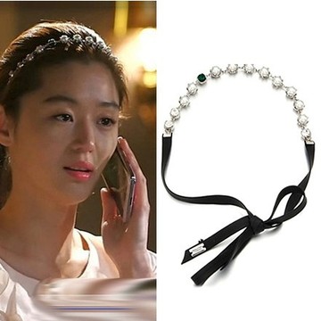 韩国来自星星的你全智贤同款珍珠水晶宝石发带发箍头饰 女发卡