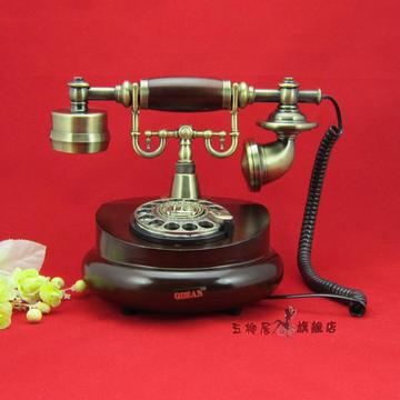 新款 老式 仿古电话机 旋转 转盘 拨盘 实木 复古电话机 机械铃