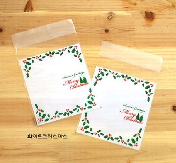 韩国烘焙包装 圣诞平安果merry christmas饼干自粘袋 200枚