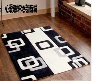 手工黑白方块款腈纶加厚地毯客厅卧室茶几客厅满铺床边地毯垫定制
