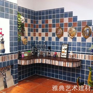 武汉实体店 复古砖仿古砖厨房卫生间墙砖 五彩岩瓷砖 地中海风格