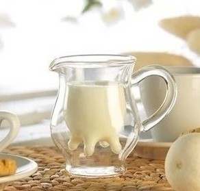 创意杯子水杯 双层玻璃杯 可微波 耐热牛奶杯小奶牛杯
