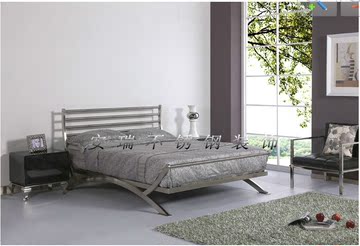 简约时尚欧式不锈钢床架 1.5米1.8米双人单人床 不锈钢床