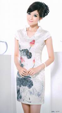 2014年夏款嫣之然专卖，夏装中式印花旗袍4276