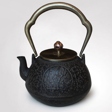 铸铁茶壶 保健工艺茶壶 铜盖铜把 老铁壶 养生铁壶岁寒三友1.3L