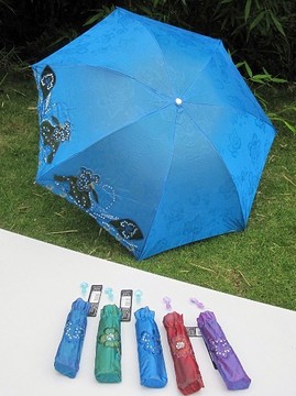 成本价出售＂来时雨＂7骨变色龙 亮片绣伞 晴雨伞