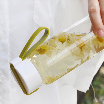 创意便携带盖女玻璃杯耐热花茶杯子车载水瓶密封透明果汁可爱水杯