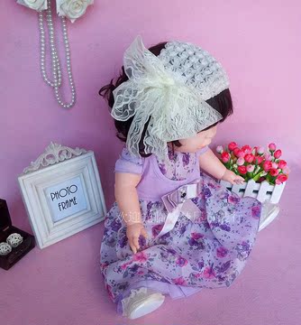 童装裙子时尚儿童身连裙 女童裙子紫色花点连身裙 女裙夏薄款