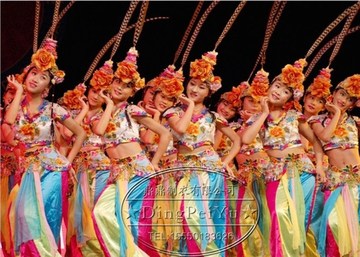 中国风古典舞蹈女士俏花旦表演服装 少数民族舞蹈演出舞台服装