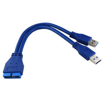 USB3.0 20Pin针 转接线 USB3.0 20针转USB两公数据延长线