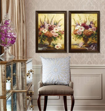 欧式美式客厅组合花卉装饰画卧室有框挂画餐厅墙画沙发背景墙挂画