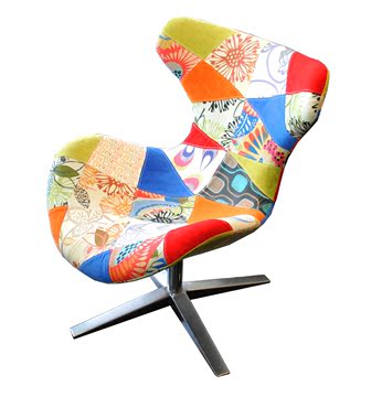 撞色拼布休闲椅客厅沙发椅阳台椅彩色拼布设计师椅子北欧宜家