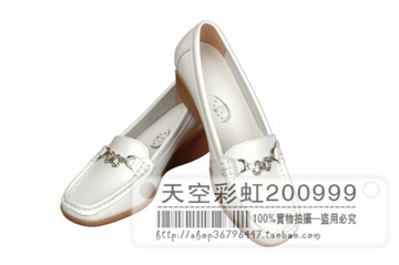 新款白色真皮女护士鞋工作鞋单鞋坡跟牛筋底妈妈鞋HSX-8285
