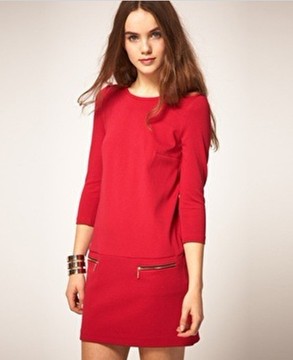 最新款欧美风时尚潮流中袖OL显瘦连衣裙8131