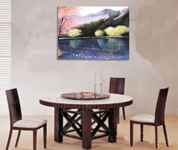 纯手绘油画无框画装饰画板上油画家居装饰图案风景湖水(５0×６0)