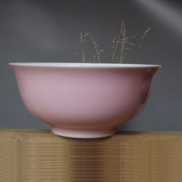景德镇纯手工拉坯制作对碗 大清御膳房瓷碗一对 颜色釉粉色釉