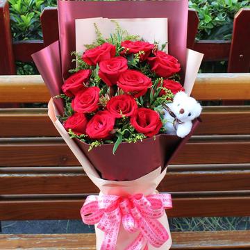 11朵红玫瑰花束生日鲜花速递深圳武汉重庆南京送花广州上海鲜花店