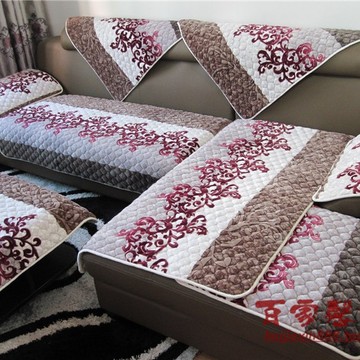简约现代毛法莱兰绒防滑沙发垫布艺坐垫套罩扶手靠背巾咖啡紫红色