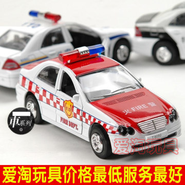 蒂雅多110警车消防车 特警 合金车模 模型 回力车 军事玩具包邮