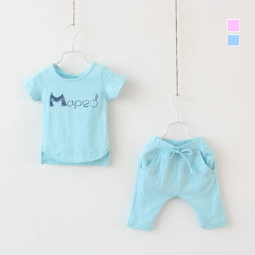 2014夏季童装新款男女童宝宝可爱休闲潮短袖短裤T恤两件儿童套装