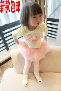 2015春装韩版蕾丝女童小童纯棉裤裙宝宝婴儿可爱公主服周岁生日裙
