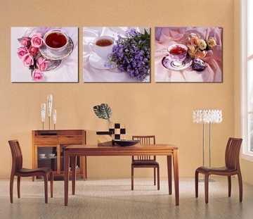 咖啡餐厅装饰画无框画壁画墙画挂画现代客厅时尚浪漫爱情三联画