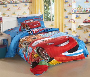 Disney迪士尼正品学生儿童三四件套全棉纯棉卡通床上用品赛车家族