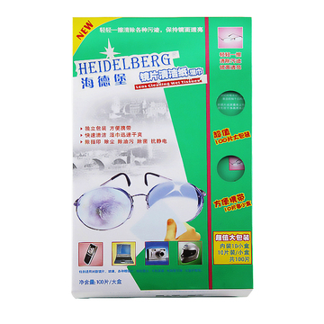 海德堡镜片清洁纸眼镜清洁纸 一次性速干无痕清洁擦拭湿巾纸100片