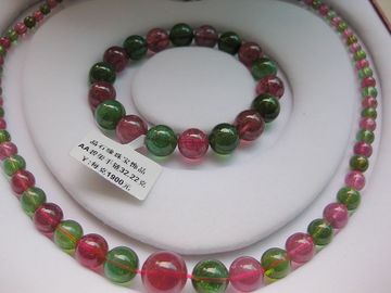 天然红绿碧玺手链项链 糖果色 颜色鲜艳 晶体通透 珍藏品