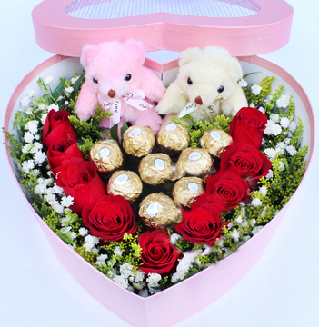 长沙北京同城鲜花速递巧克力玫瑰礼盒好看又好吃浪漫爱情惊喜促销