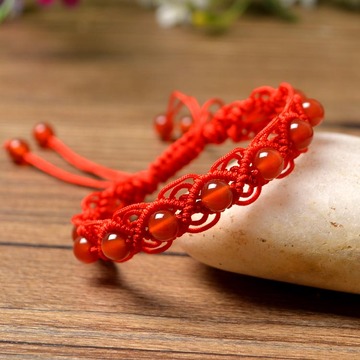 本命年正品天然红玛瑙转运手工编织红绳手链 中国结民族风 饰品女