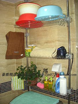 可丽纳特韩国不锈钢顶天立地架洗衣机架三层架卫浴室落地架马桶架