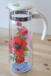 韩国水具 冷水瓶 抗菌水壶 凉水杯 果汁杯◆1.4升罂粟花+