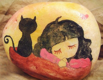 手绘石头画生日礼物摆件个性实用情人节特别定制手绘女创意礼品