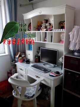 欧式田园纯实木连体书桌电脑桌北京纯实木实体工厂订制