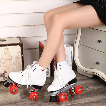 RENIAEVER/瑞妮双排溜冰鞋白红闪光旱冰鞋滑轮鞋男女成年人款
