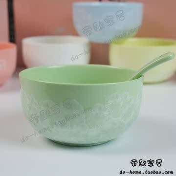 陶瓷餐具 高档玉冰花瓷碗 结晶釉碗 米饭碗 韩式碗 单碗 绿色