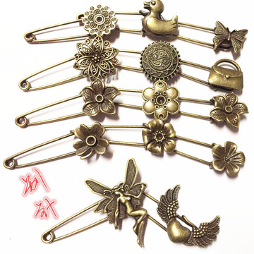 古风FAN-古铜色金属小物小清新卡通各种造型回形针别针胸针特价