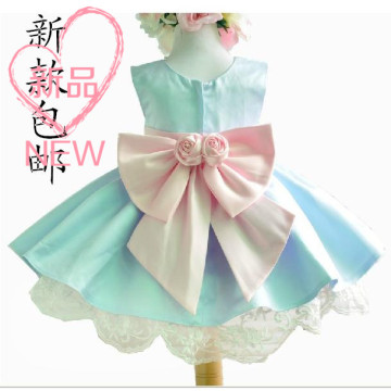 2015新款韩版蓝色女童蓬蓬公主裙儿童礼服婚纱裙花童礼服裙甜美