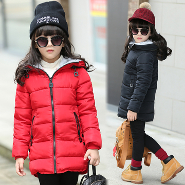 【天莱客】15冬季韩版新款休闲时尚女童帽子拉链棉衣限时包邮
