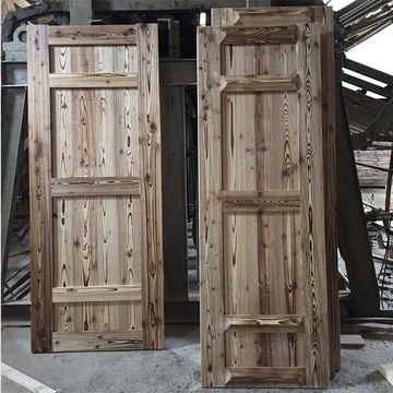 别墅套装进户门室内门 碳化木门松木实木套装门