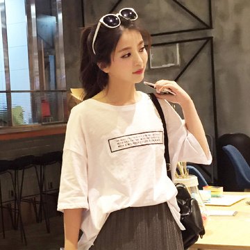 2016夏季新款韩版纯棉宽松竹节棉短袖T恤女学生半袖上衣体恤