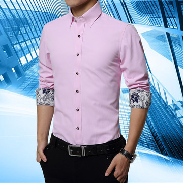 2015秋季新款商务男士长袖衬衫韩版修身衬衫纯棉免烫百搭男装衬衣